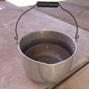 Vintage 1950s Priscilla Ware 16 Quart Aluminum Stock Pot Wooden Handle Pour Spot